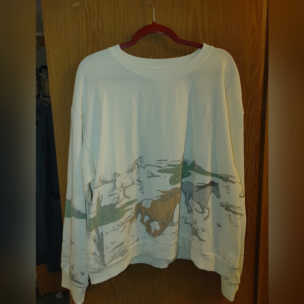 IML Cream Horse Mustang Pullover Sweatshirt